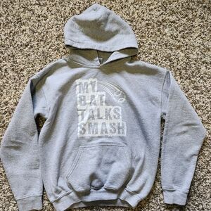 Boys Baseball Gildan Gray Hoodie with Graphic Text